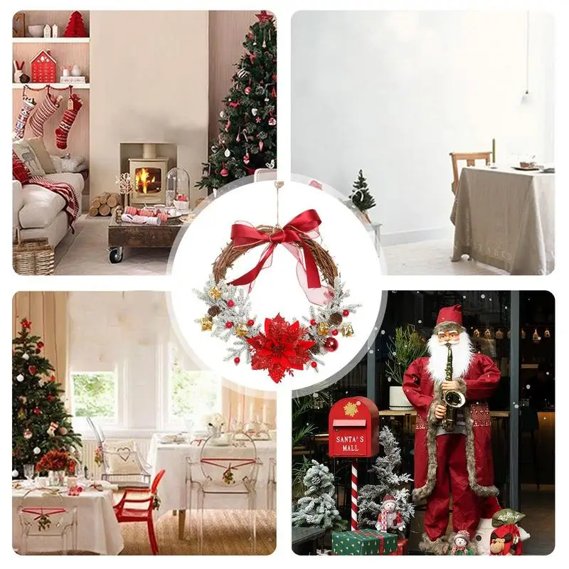 Corona de Navidad para puerta Delantera, decoración de ventana, pared, guirnalda de Navidad, adorno, suministros para fiestas de Halloween - imagen 5