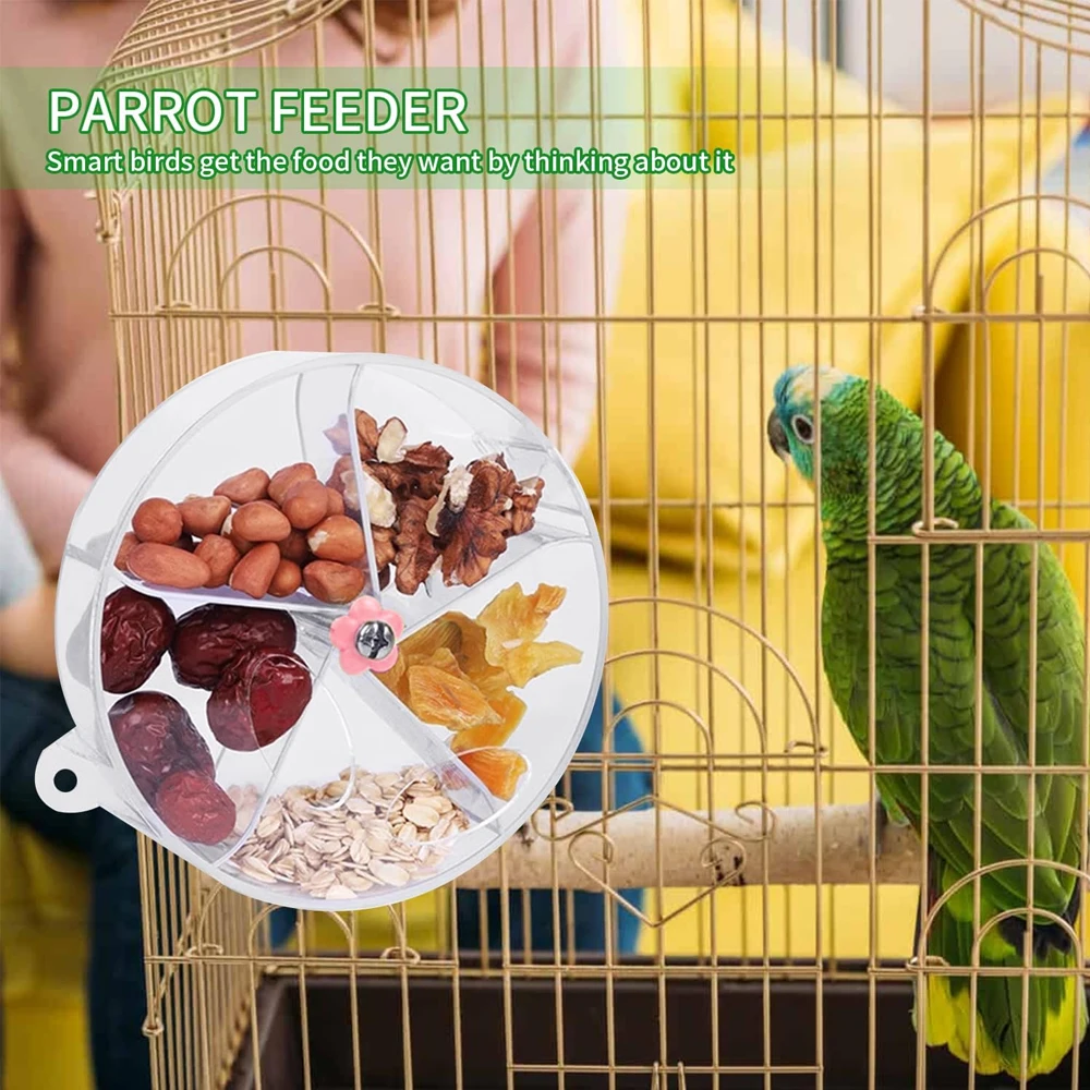 Juguete interactivo acrílico para loros, dispensador de golosinas giratorio para decoración de jaulas de pájaros y loros, entretenimiento de estimulación Mental, 1 ud. - imagen 4