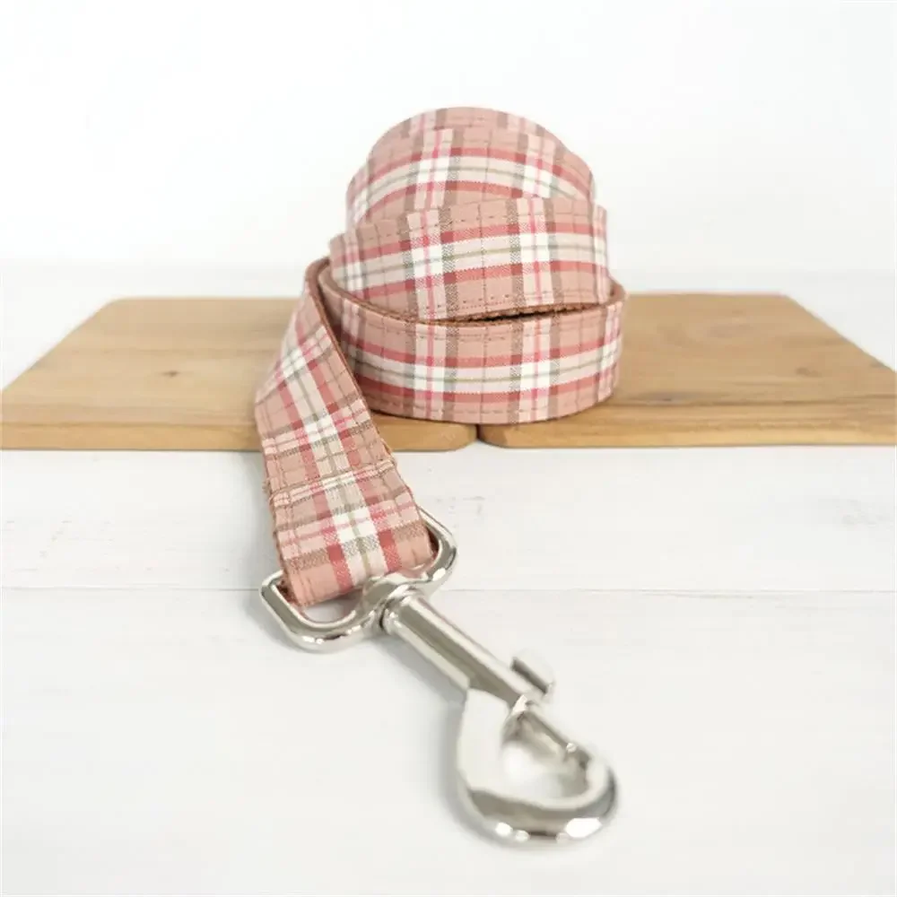 Collar personalizado para perro, Correa con grabado gratis, etiqueta de nombre de identificación, accesorio para mascota, Collar para cachorro a cuadros naranja - imagen 3