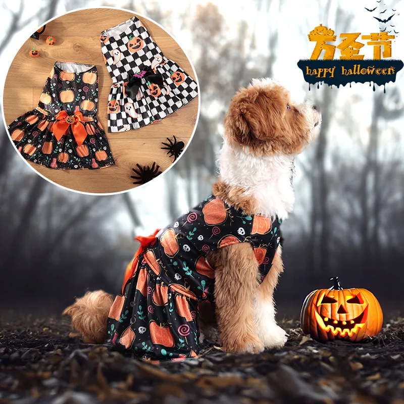 Vestido de Halloween para mascotas, disfraz de calabaza para perros pequeños y medianos, peluche de Pomerania, transfronterizo, gran oferta