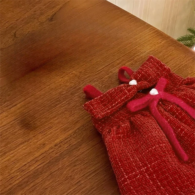 Abrigo cálido para mascotas de otoño e invierno, vestido festivo con lazo para perros pequeños, cachorros y gatos, ropa gruesa acolchada para Navidad y Año Nuevo para mascotas