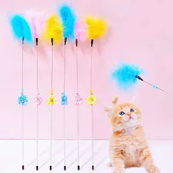 Juguete interactivo con plumas para gatos - resistente a mordeduras