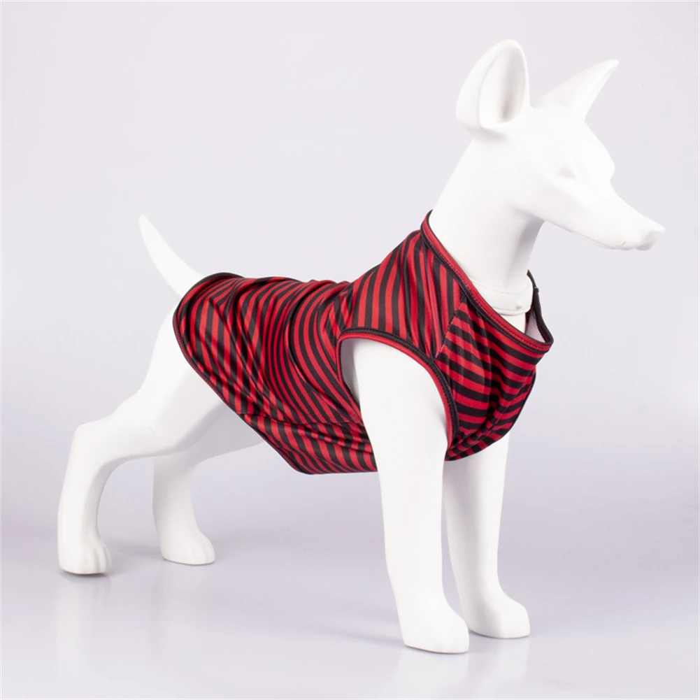 Ropa de verano para perros, chaleco informal para mascotas, de cuello redondo Camiseta a rayas, chalecos de protección solar para perros pequeños, disfraz cómodo de gato y cachorro - imagen 5