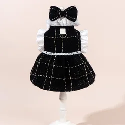 Vestido de encaje con lazos para perros pequeños y gatos