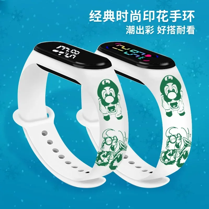 Relojes Super Marios Bros para niños, pulsera deportiva de Anime Luigi Princess Peach Yoshi Bowser, reloj Digital resistente al agua de juguete - imagen 2