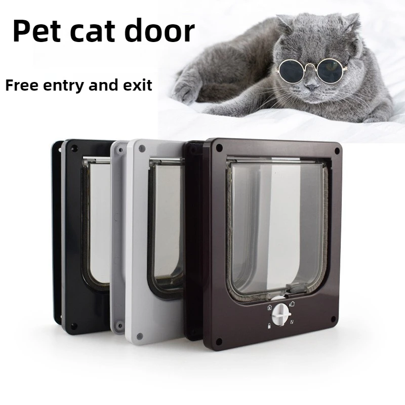Puerta para gatos, puerta con orificio interior, interruptor giratorio, Control de puertas para gatos, dirección de entrada, salida, puertas libres, suministros para mascotas y gatitos