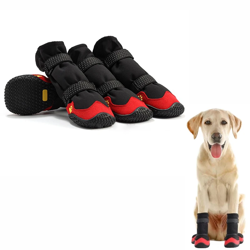 Caminar 4 Uds. Zapatos para perros impermeables, zapatos para perros pequeños y grandes, cinta reflectante transpirable, producto antideslizante para caminar para perros