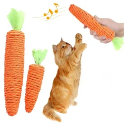 Juguete zanahoria chirriante para gatos – Sisal para limpiar dientes