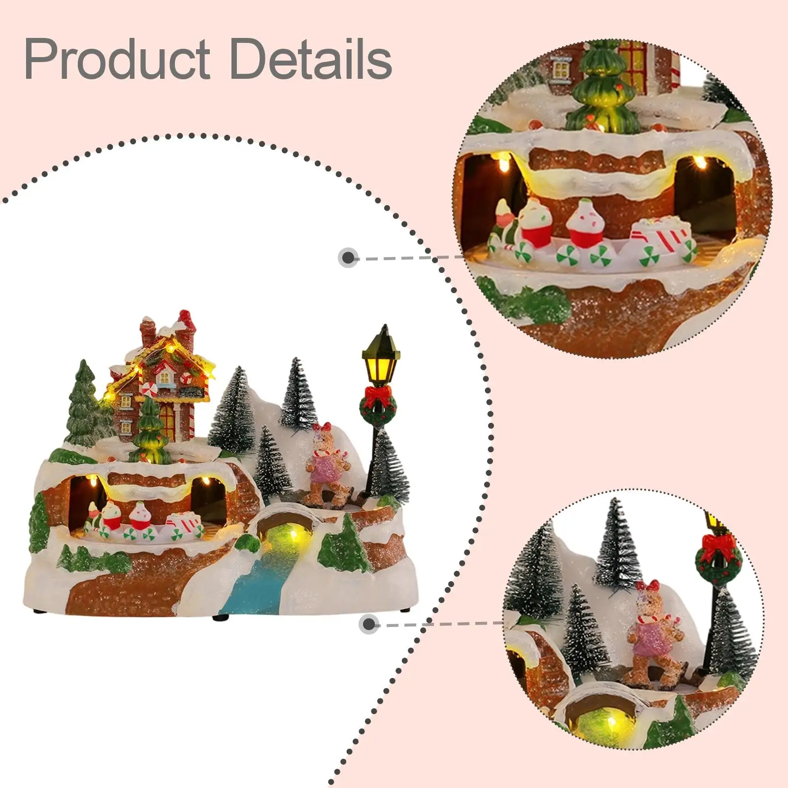 Christmas Music Box Festive Xmas Gifts Creative Resin Craft Christmas Resin Light Decoration Light up Desktop Ornament for Home