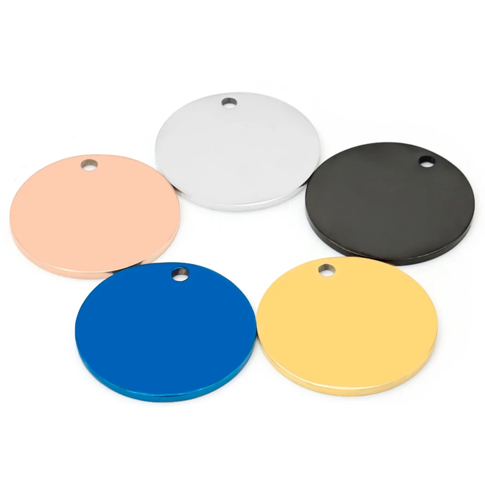 Colgante de Metal para perro y mascota, etiqueta de identificación redonda de acero inoxidable en blanco con grabado de 100 piezas, joyería para collar, placa de identificación, accesorios para gato - imagen 3