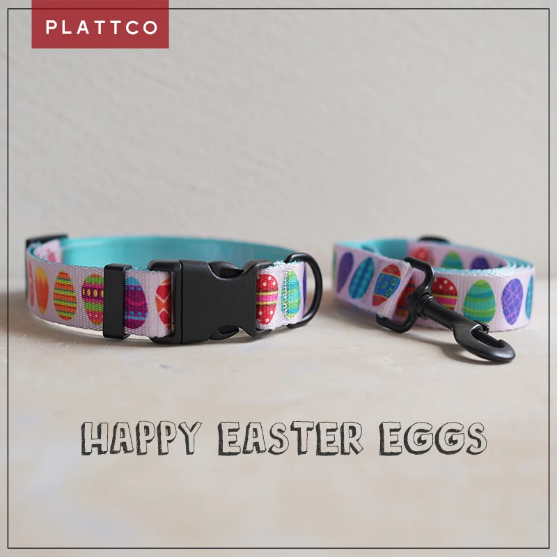 Conjunto collar y correa para perro con motivo feliz huevos de Pascua