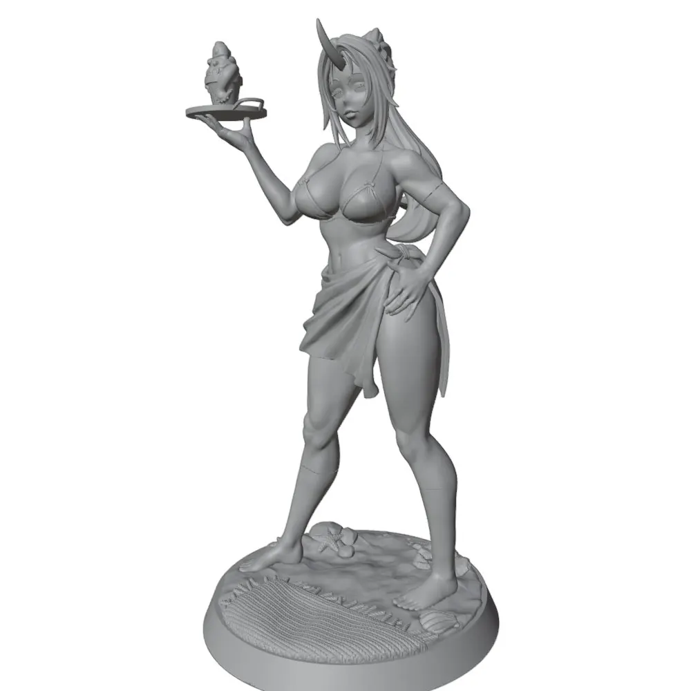 Miniatura resin grey 3D sexy playa – Figura coleccionista sin pintar