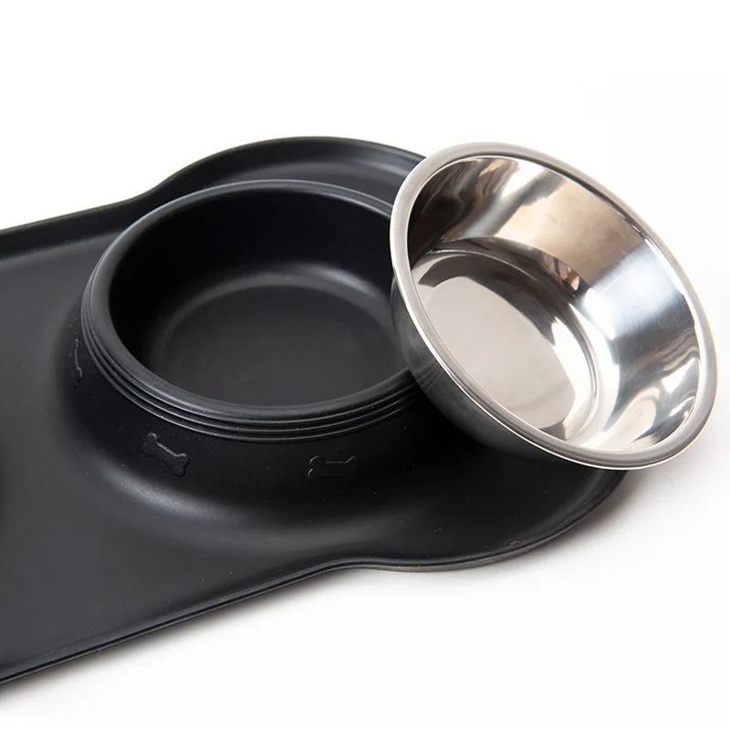 Cuenco doble antideslizante para perros con estera de silicona, alimentador de comida y agua duradero de acero inoxidable, cuencos para beber para perros y gatos - imagen 5