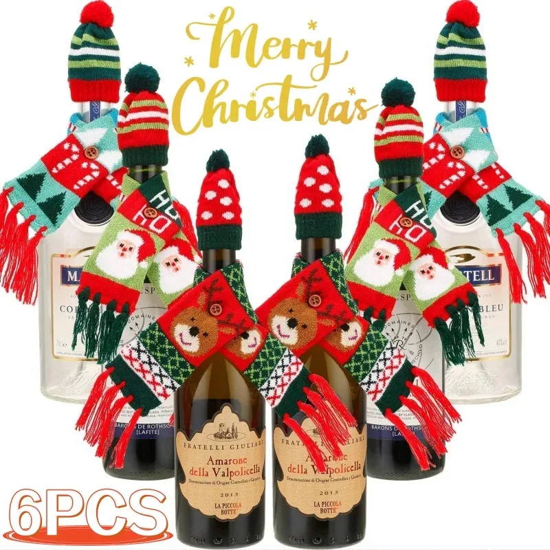 Color aleatorio 1/2/3PCS Decoración navideña para mascotas pequeñas - Lindo suéter de punto de alce de Papá Noel bufanda sombrero