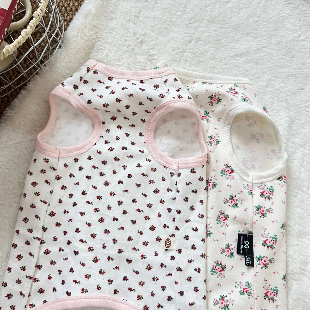 Chaleco de algodón suave para gato Sphynx en primavera Manga corta Ropa de estar por casa floral rosa para Devon Rex Abrigo blanco para gata hembra en otoño - imagen 5