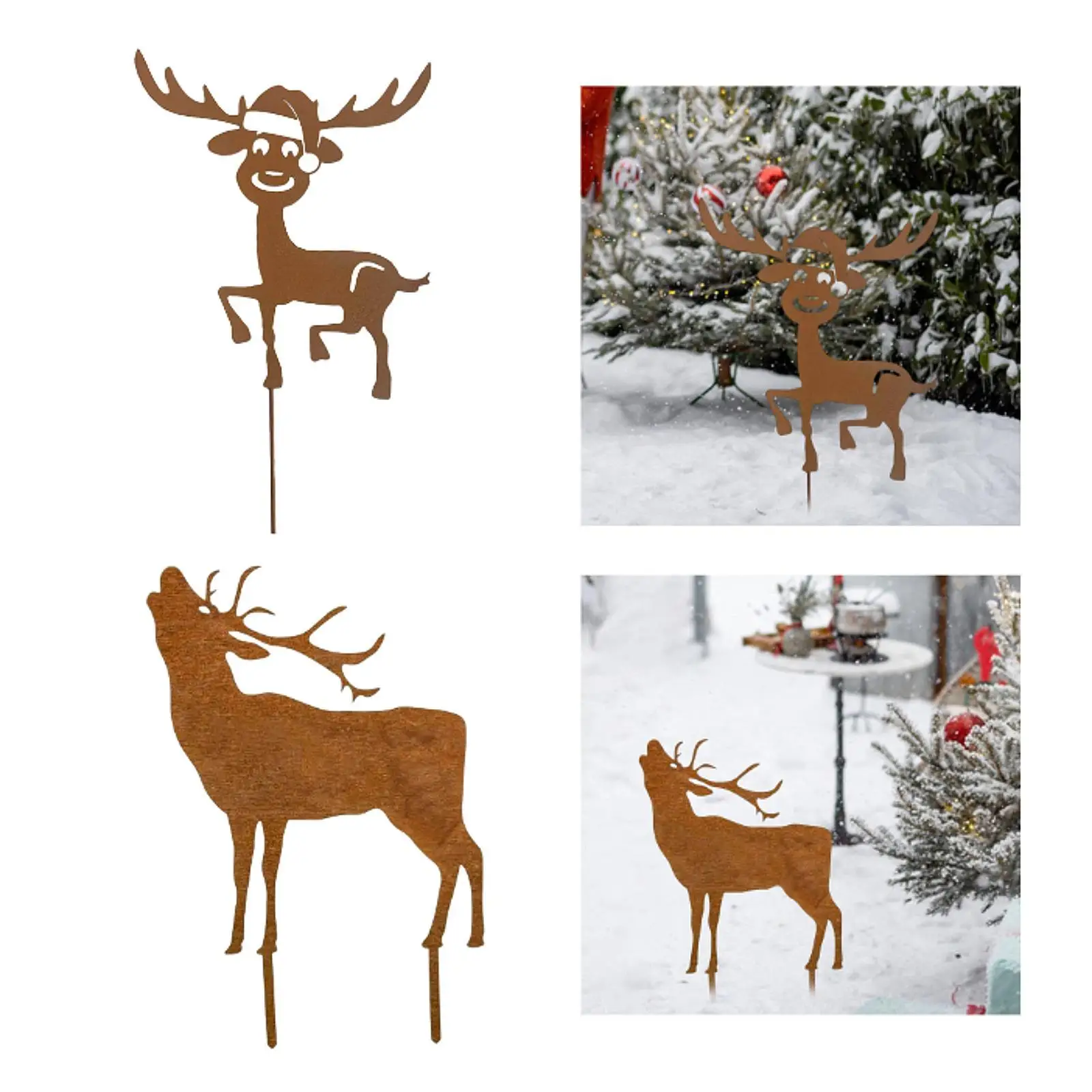 Garden Stake Statue,Decorative,Waterproof,Reindeer Metal Silhouette Christmas Decoration Yard Sign for Courtyard Xmas Pathway