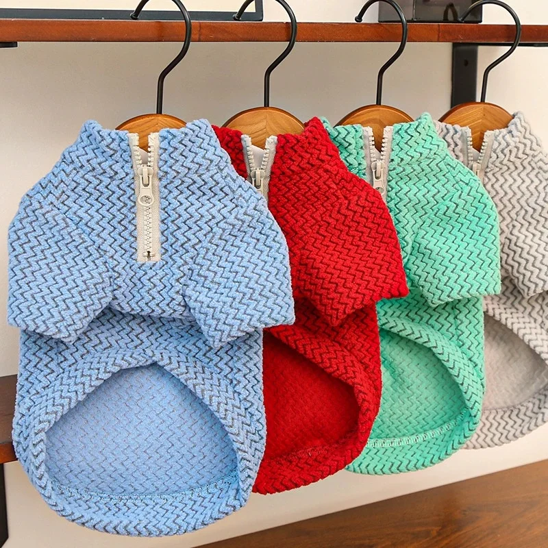 Ropa cálida de invierno para perros pequeños, Color sólido con cremallera, ropa para mascotas con cremallera para perros pequeños, cachorros, gatos, Yorkshire, Bulldog Francés - imagen 3