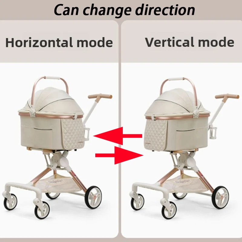 Cochecitos plegables para mascotas, cesta de cambio de dirección, cochecitos para perros medianos, carrito desmontable para perros y gatos, ruedas transportadoras para exteriores - imagen 2