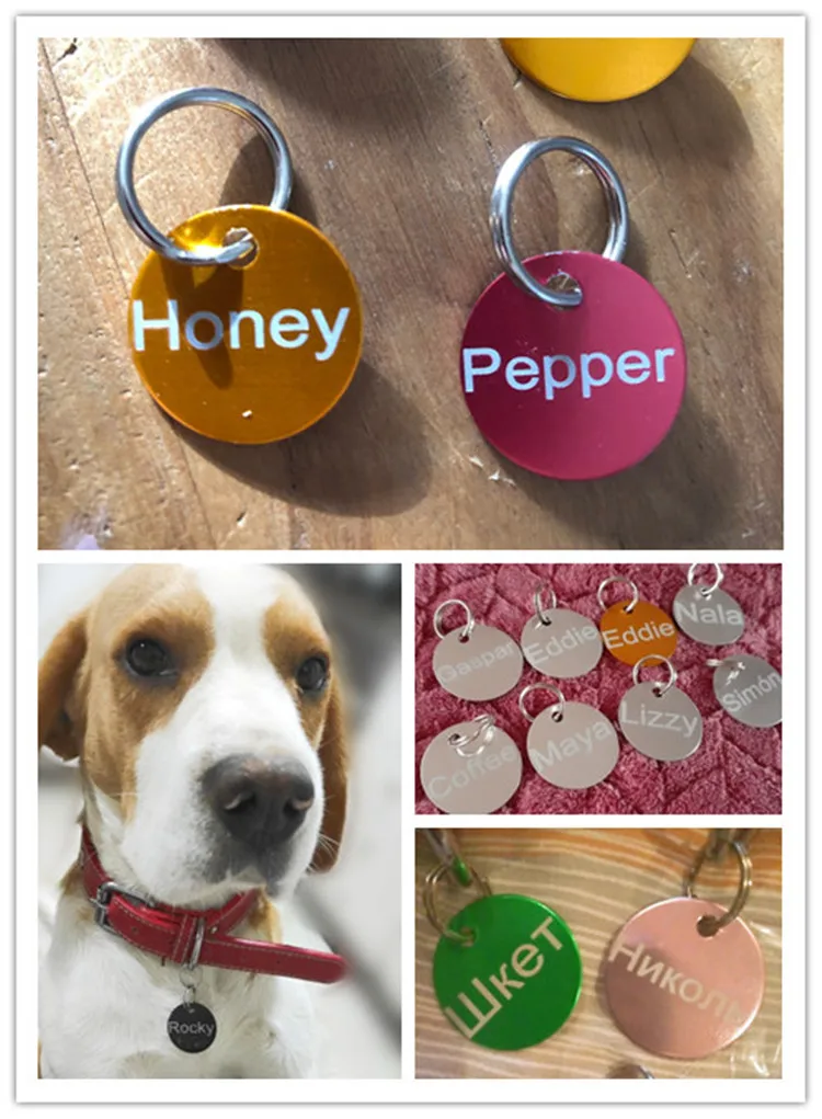1 Uds. Etiqueta de identificación personalizada con grabado láser gratis para perros y gatos, etiquetas colgantes con nombre para cachorros, Collar con etiqueta para mascotas, placa con nombre antipérdida - imagen 4
