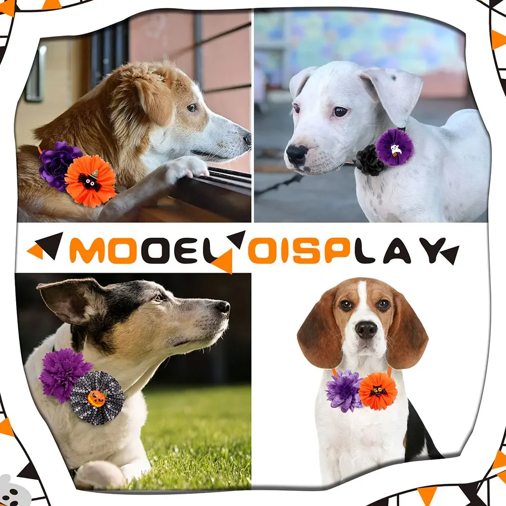 50 Uds. Pajarita para perro de Halloween, calabaza, fantasma, calavera, perro pequeño, pajarita para gato, Collar para perros, mascotas, suministros de aseo, accesorios para perros - imagen 2