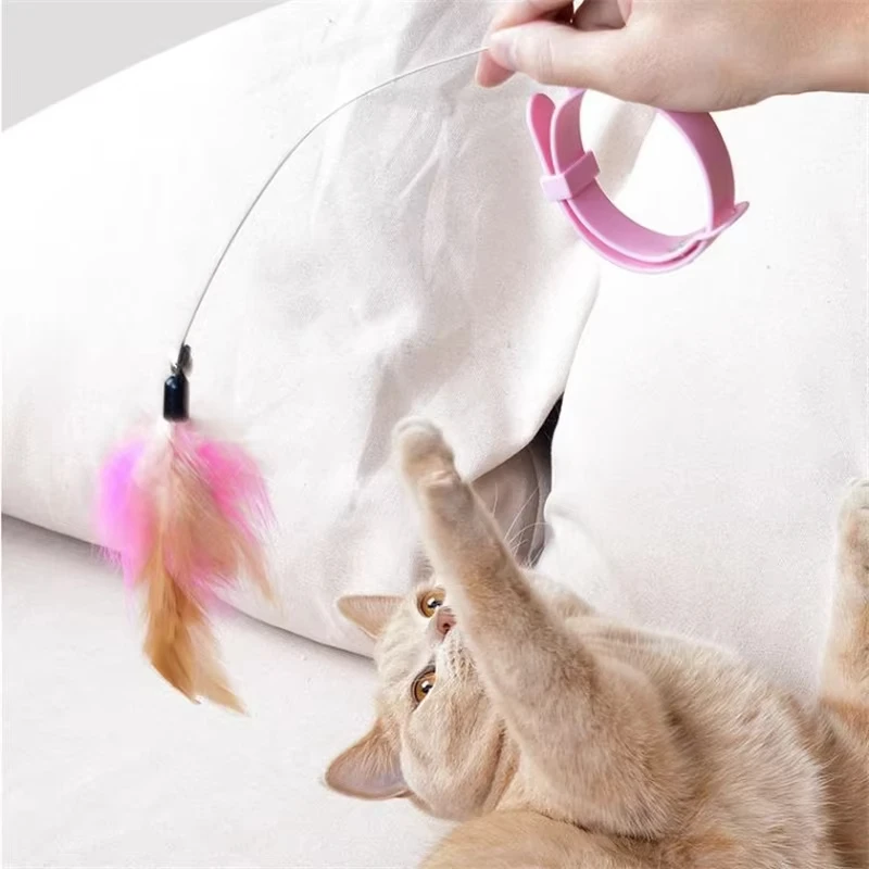 Juguete interactivo para gatos, divertido palo de rompecabezas de plumas con campana, collares para mascotas, varita de rompecabezas, juguetes de entrenamiento para gatos, suministros - imagen 5
