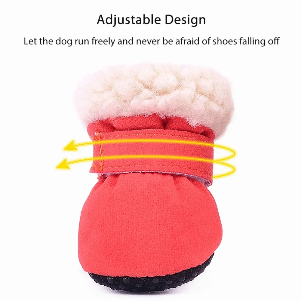 4 unids/set de zapatos de invierno para perros, botas antideslizantes para la lluvia y la nieve, calzado grueso y cálido para gatos pequeños, cachorros, Chihuahua, botines tipo calcetín para perros - imagen 2