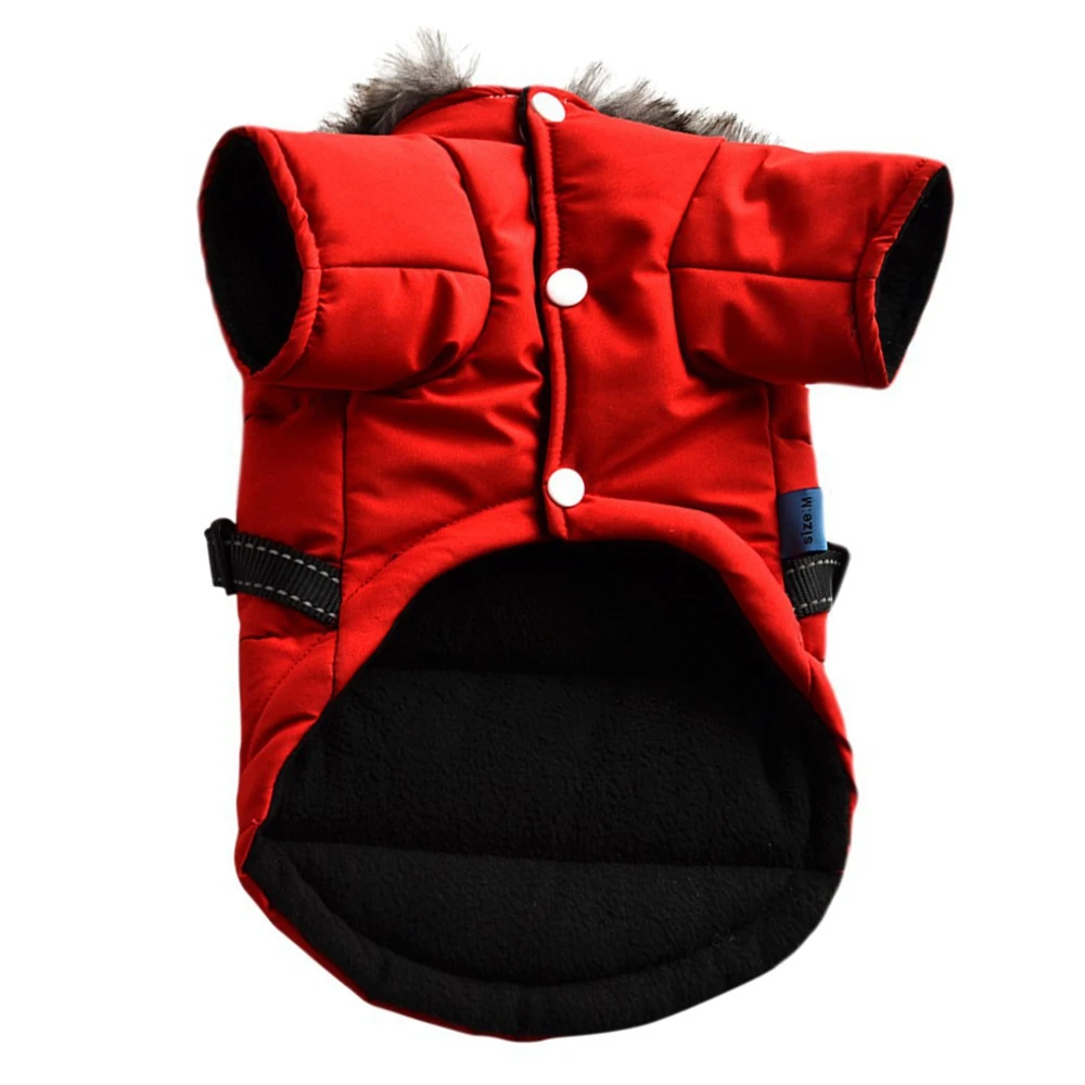 Chaqueta de plumón de algodón para perros pequeños y medianos, Sudadera con capucha gruesa y cálida con anillo de correa, ropa de otoño e invierno - imagen 3