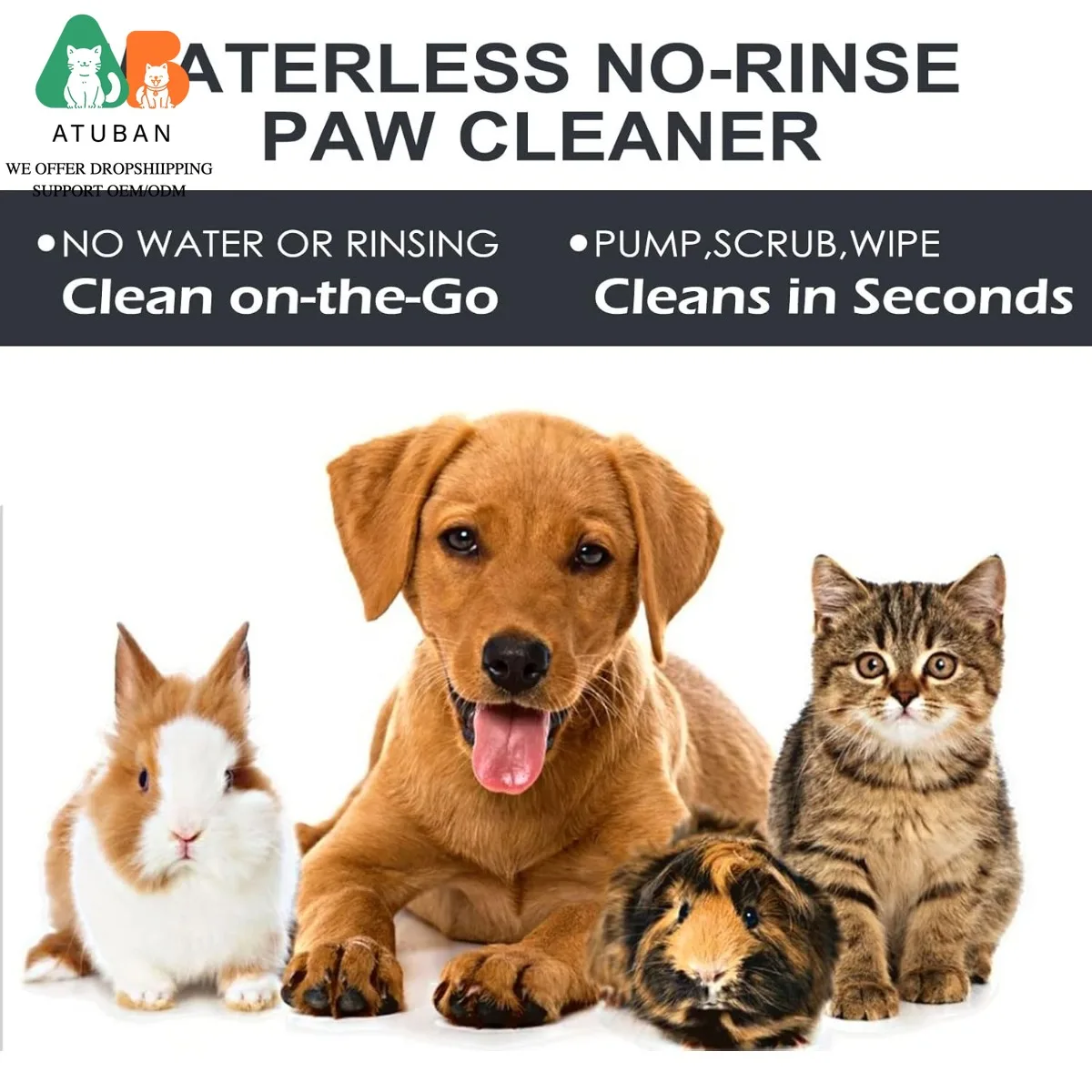 ATUBAN Limpiador de patas para perros y gatos, lavadora de pies para mascotas espumosa sin enjuague con cepillo limpiador incorporado para patas sucias y fangosas - imagen 2
