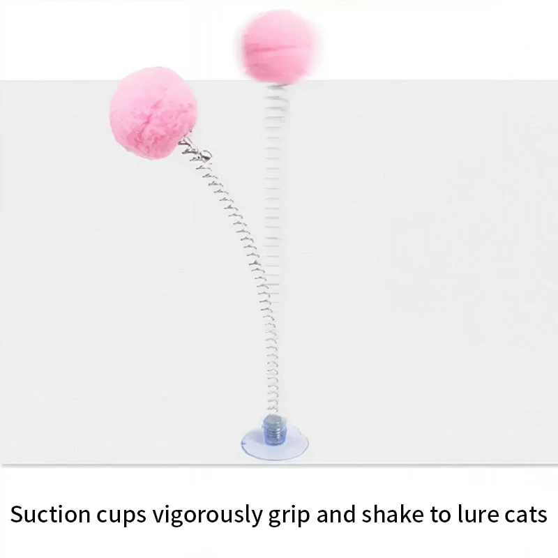 Bola de pelo de 5 piezas, juguete para gatos de primavera, ventosa, varita de rompecabezas multicolor, juguetes interactivos para mascotas, rascador para gatos, suministros de juguetes de Color aleatorio - imagen 2