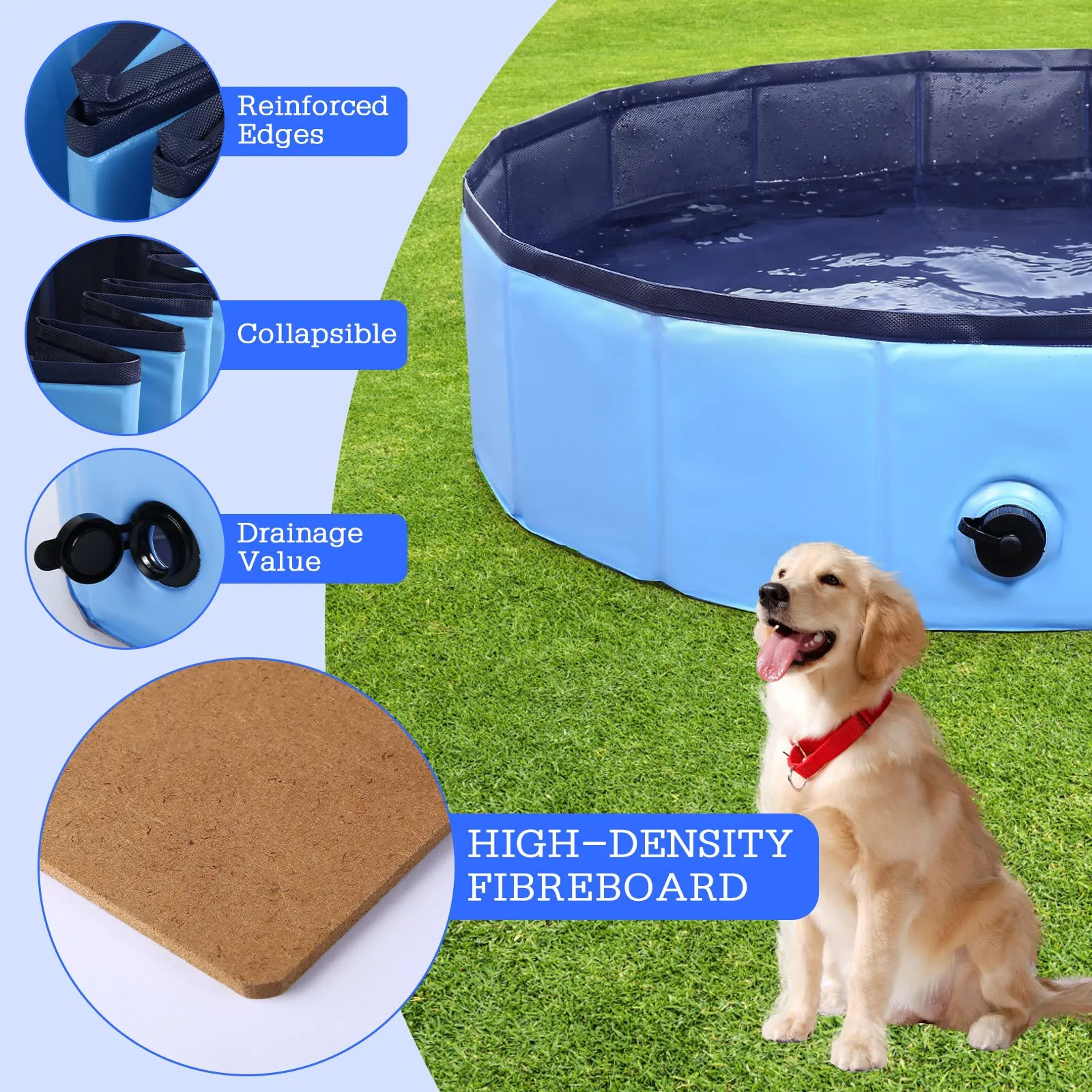 Bañera plegable para mascotas, piscina para cachorros, gatito, portátil, Material Pve, inflable, gran espacio - imagen 3