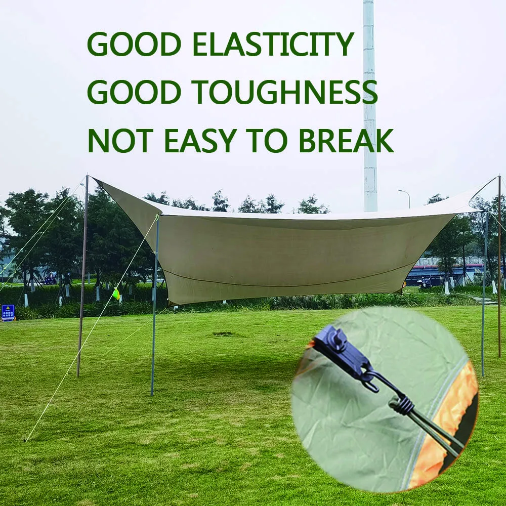 10 Uds. Cuerda elástica para tienda de campaña con gancho, dosel para acampar, hebilla elástica, cuerda para tienda de campaña de senderismo en el suelo, ganchos mosquetón, accesorios - imagen 4