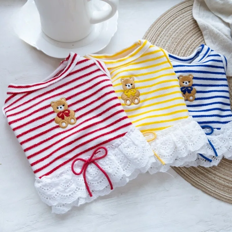 Vestido a rayas finas para perros pequeños Yorkshire y cachorros