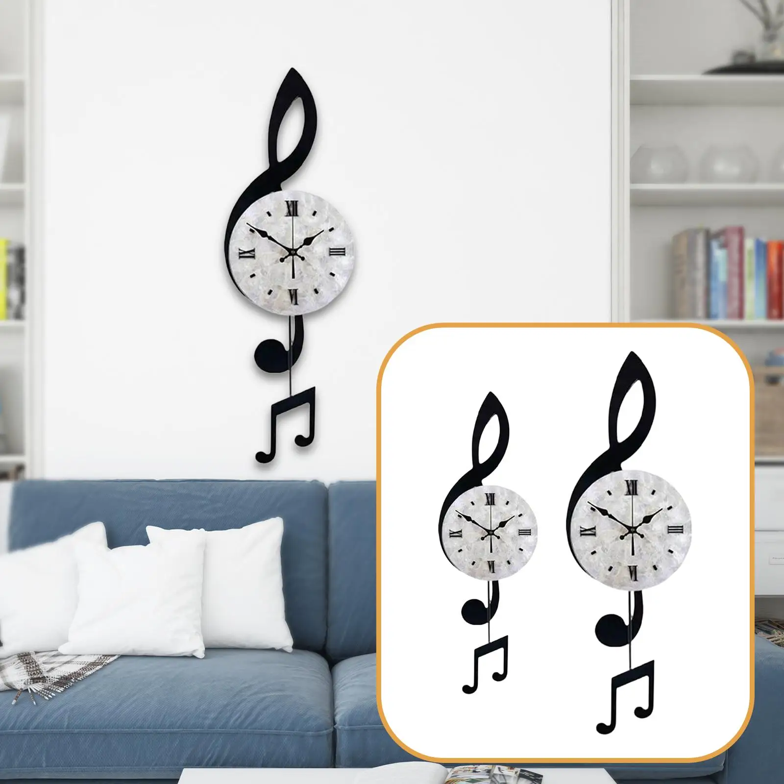 Reloj de pared con nota musical, reloj colgante, nota acrílica decorativa moderna, arte para sala de estudio, escuela, guardería, granja