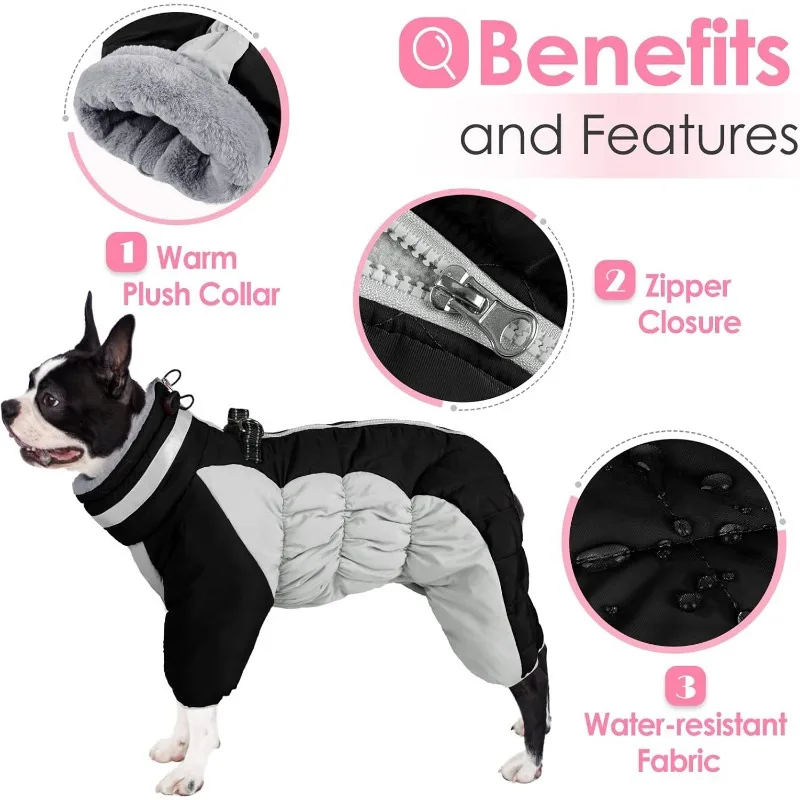 Ropa de invierno para perros, ropa de otoño para perros de cuatro patas, ropa de algodón gruesa resistente al viento de terciopelo cálido a prueba de frío para perros - imagen 2