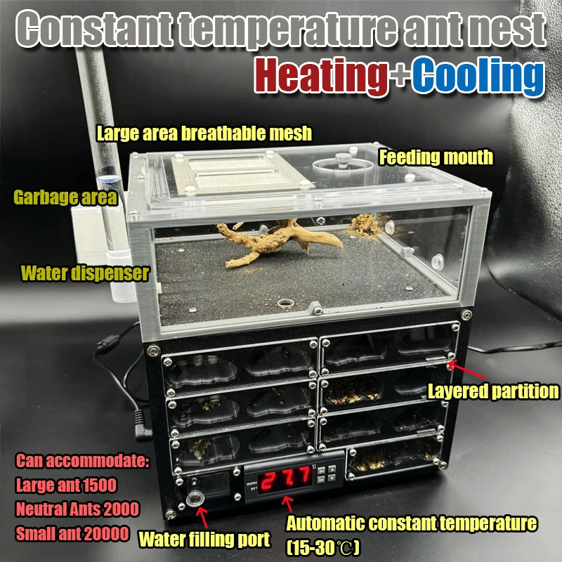Nido de hormigas de temperatura constante para granja de hormigas, calefacción de enfriamiento, nido de hormigas grande, gran capacidad, impresión 3D, expansión ilimitada - imagen 2