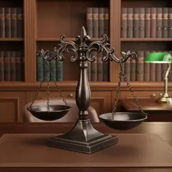Escultura Balanza de Justicia vintage para centro mesa robusta