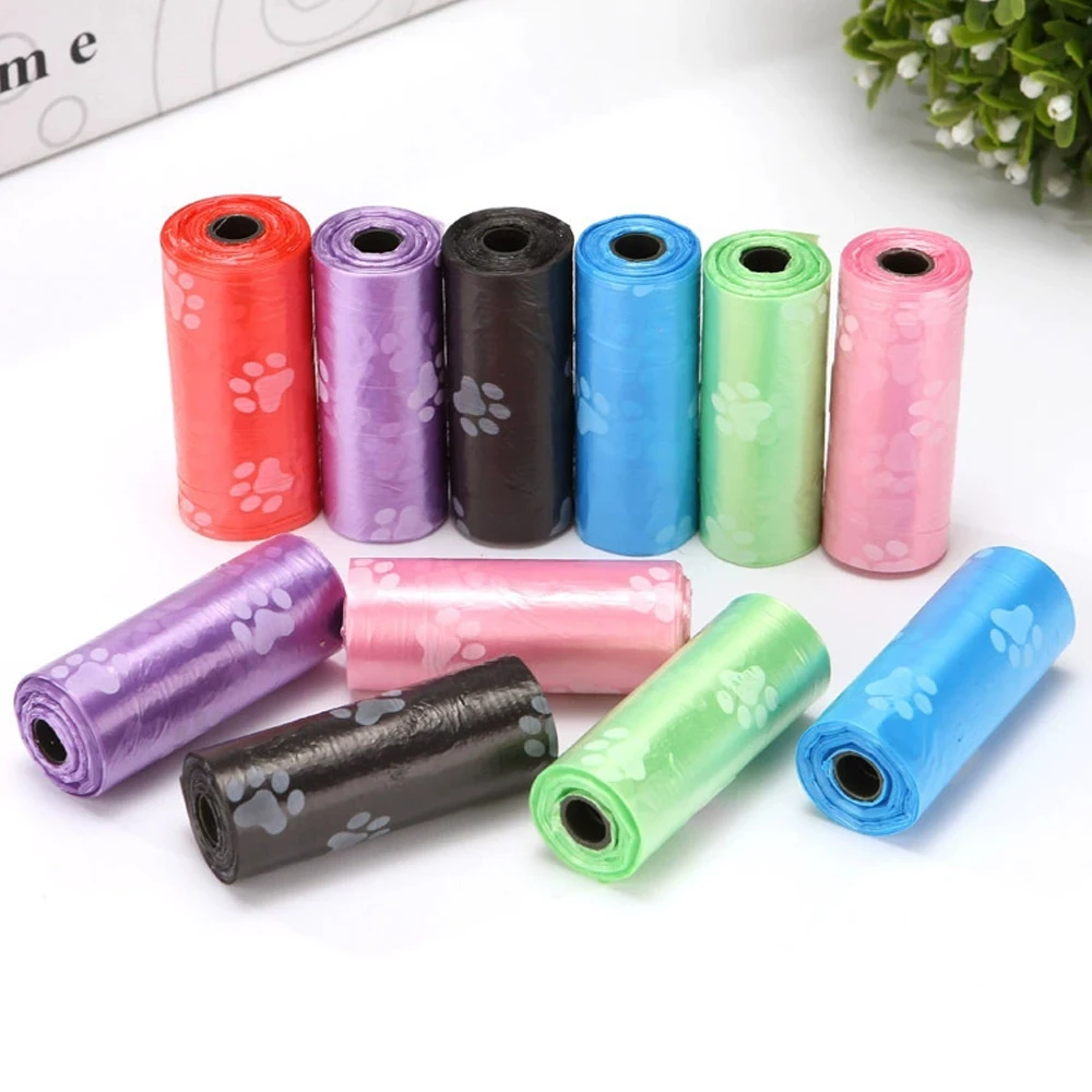 10 rollos de bolsas para excrementos de perros con 15 bolsas de colores aleatorios por rollo, bolsas de basura limpias para cachorros al aire libre para perros, ecológicas a prueba de fugas - imagen 4