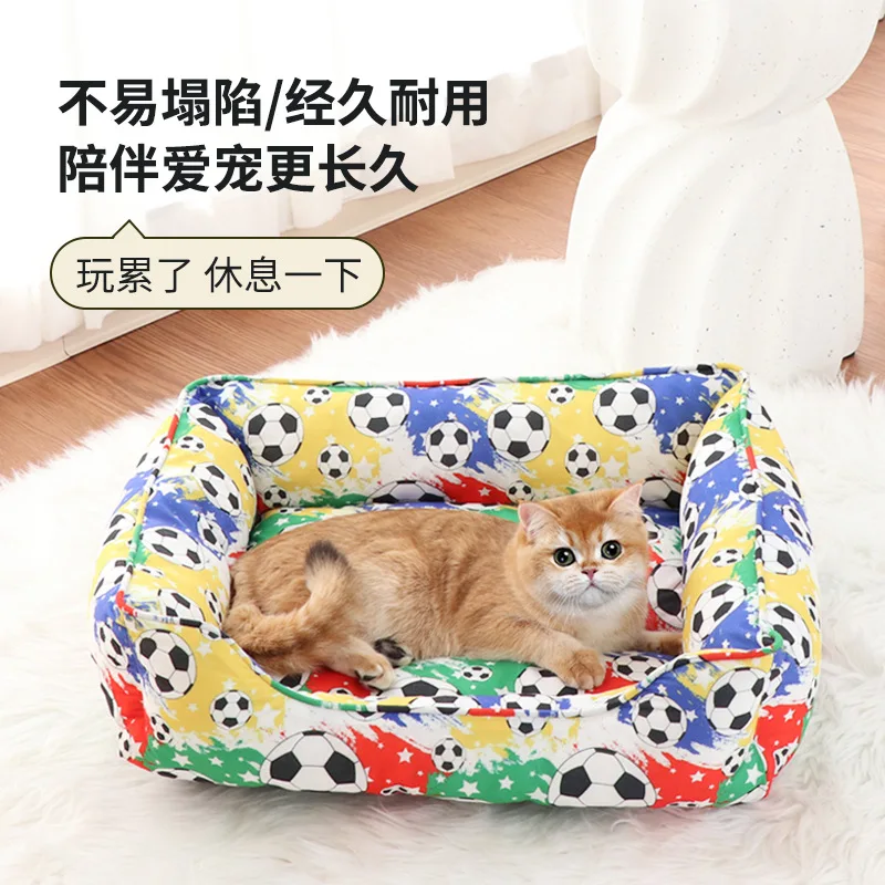 Suministros para mascotas, perrera de Color Universal, nidos cuadrados de fútbol, sofá pequeño y mediano, cojín para cama, nido para gatos - imagen 2
