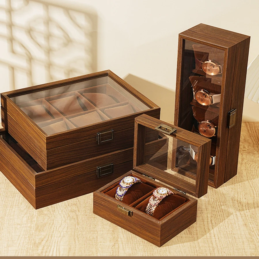 Caja de Madera Vintage para Relojes de Hombre - 6 Ranuras en Nogal - imagen 5