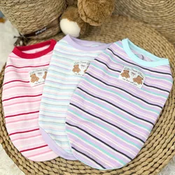 Sudadera con capucha a rayas sin mangas veraniega para perros y gatos