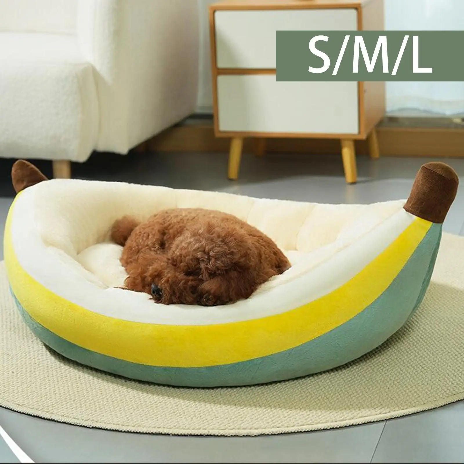 Dog Nesting Bed Banana Shape Plush Washable Breathable All Seasons Puppy Pad