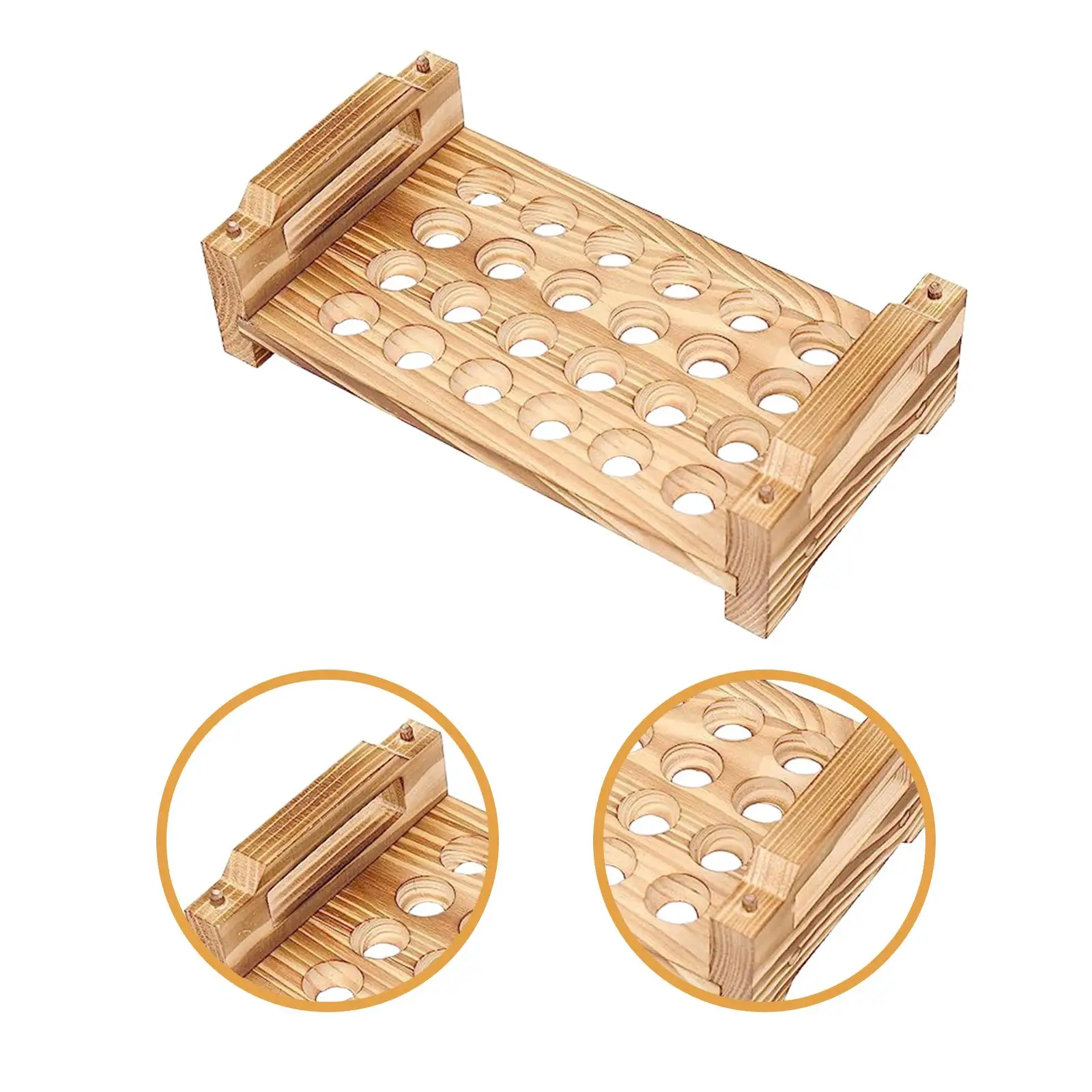 Bandeja de almacenamiento de huevos de madera, organizador de almacenamiento portátil con 24 ranuras, clasificador de huevos de codorniz para restaurante, despensa para el hogar, refrigerador, 2 uds. - imagen 5