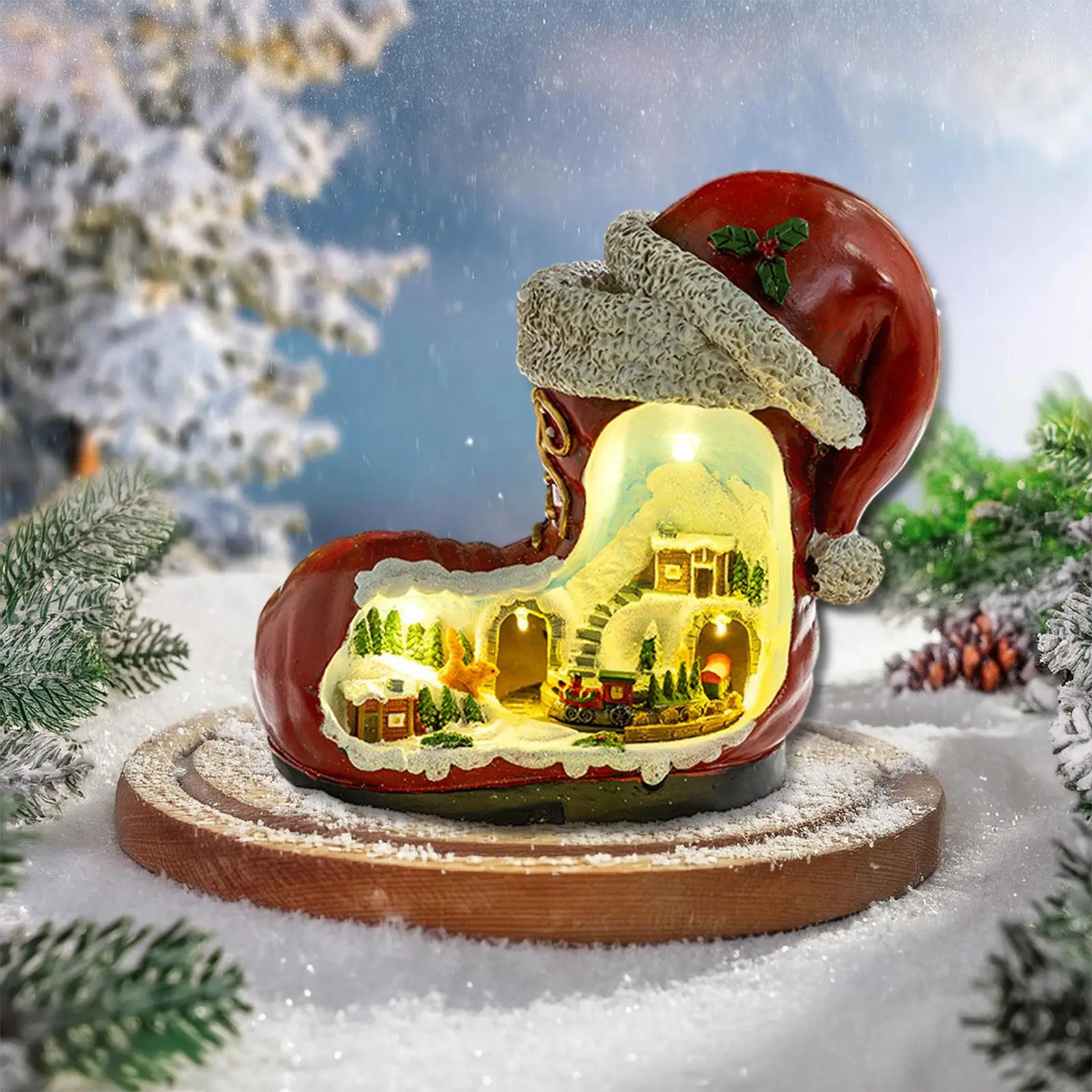 Caja de música navideña, tren giratorio creativo para niños y mujeres, escultura estacional - imagen 3