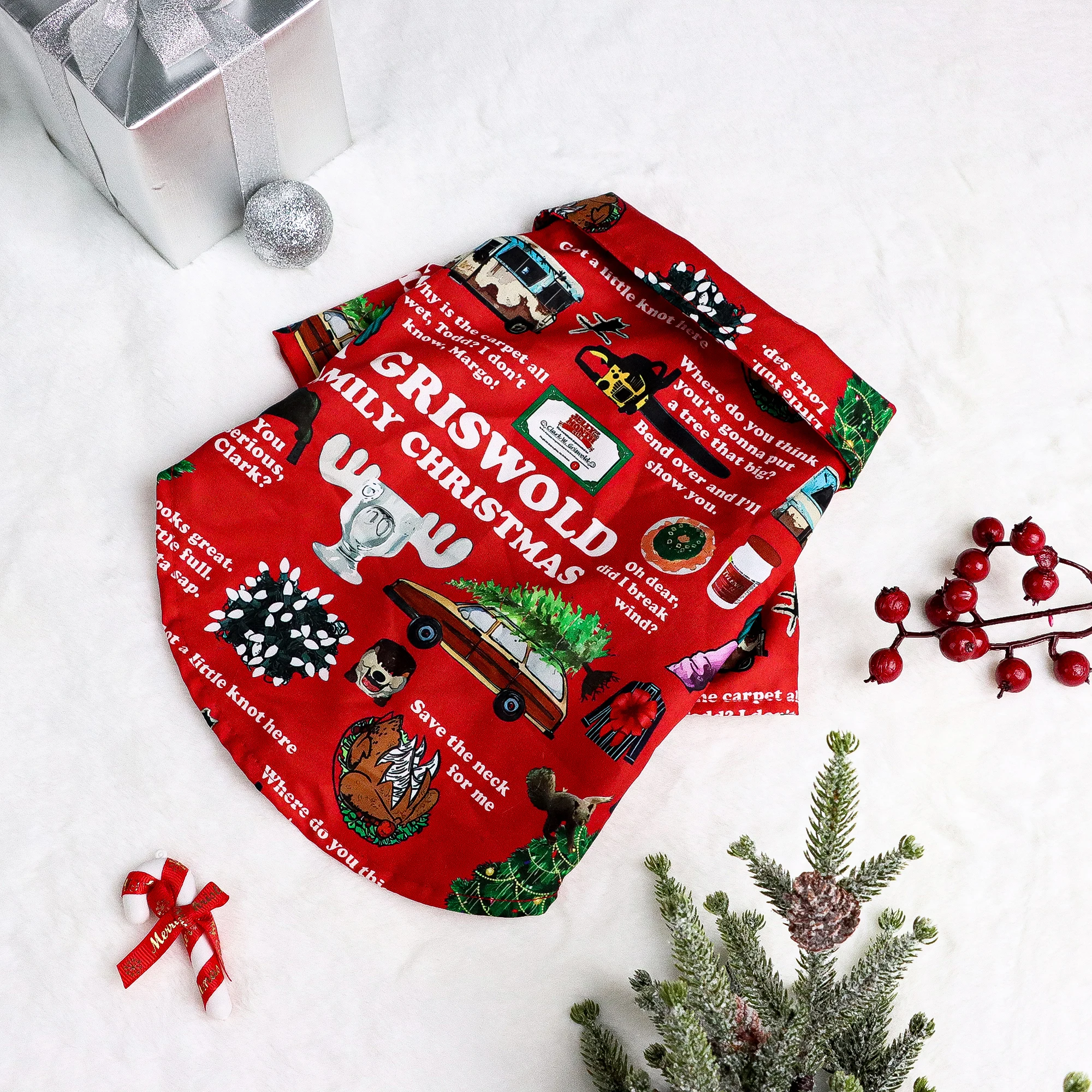 Dog Christmas Clothes for Small Dogs Shirt Santa Claus and ElkPrinted Costume Puppy Pajama with Snow and Gift Box Pattern Doggie - imagen 3