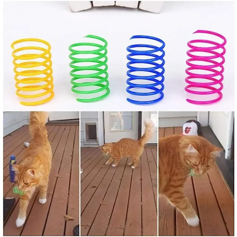 Juguetes de plástico para mascotas, bobina de colores para gatos, resorte en espiral, juguete interactivo para actividades, ejercicio de caza, 4/8 piezas - imagen 2