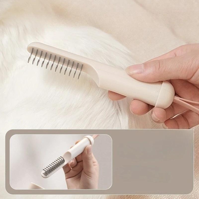 Peine para perros, cepillo de acero inoxidable para perros, peines de doble cara para pelo de gato, removedor de pelo para mascotas, cuchillo de aseo para mascotas, cepillo para perros
