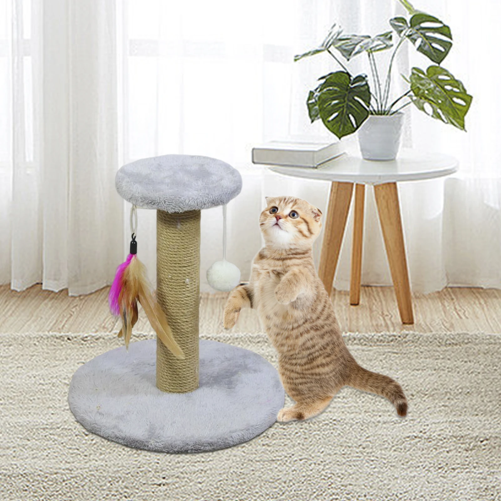 Poste rascador para gatos, tablero rascador de Sisal, divertido juguete interactivo, poste para escalar gatos y gatos pequeños, suministros para gatitos - imagen 2