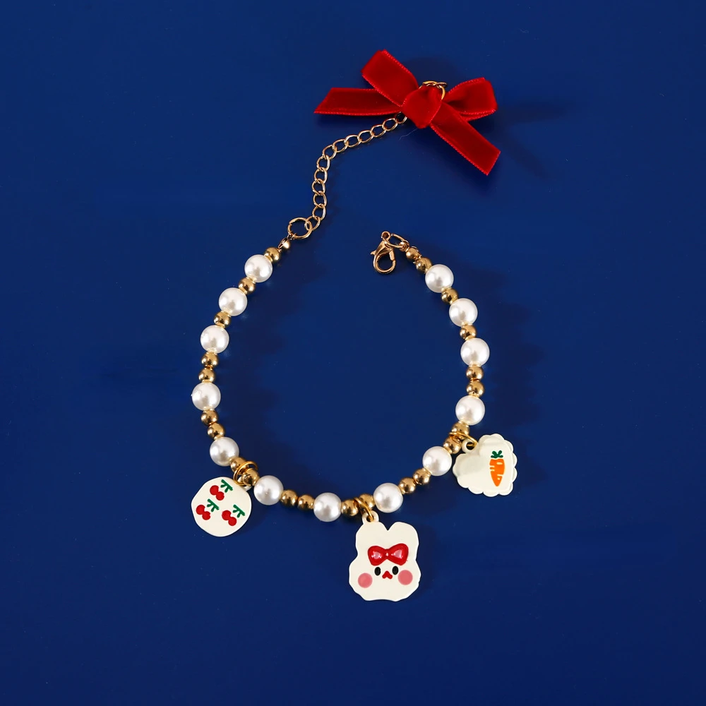Collar de dibujos animados de perlas ajustables para mascotas, Collar de caniche para gatito y cachorro, accesorios para gatos, producto de Collar para mascotas - imagen 4