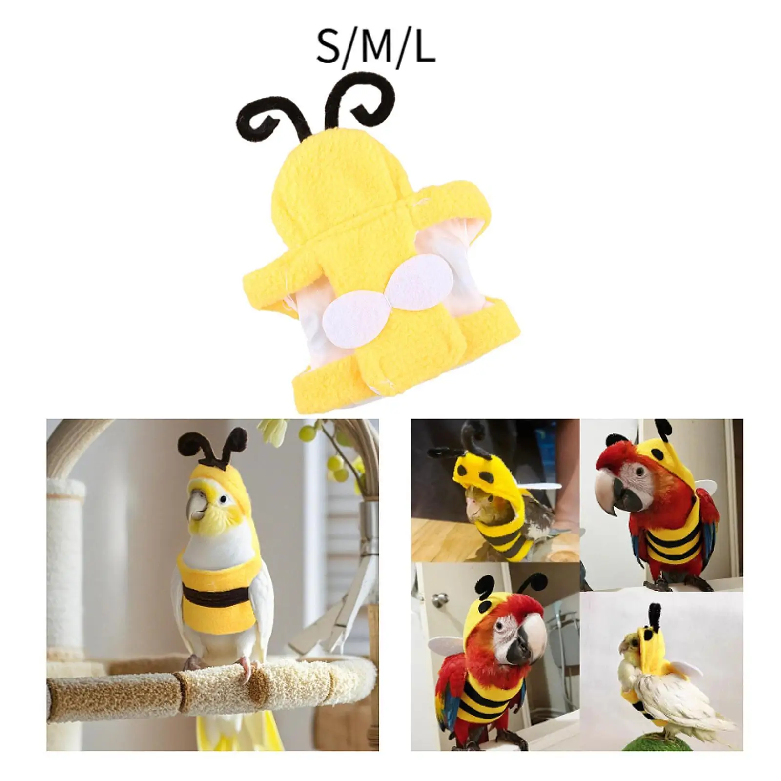 Bird Pet Bird Clothes Bee Shaped Reusable Small Animals Apparel Bird Costume for Cosplay Birthday Outdoor Cockatiel