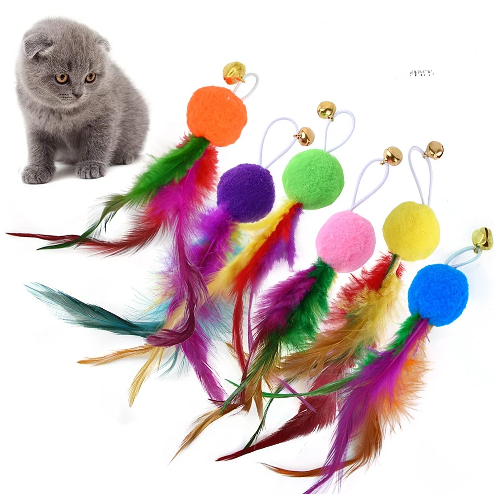 Accesorios de juguete de plumas de gato, juguete de gusano de ratón falso con campana, juguete interactivo de repuesto, bola de espuma de repuesto para entrenamiento - imagen 5